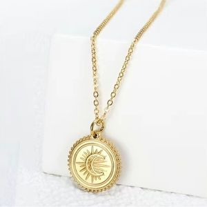 Moon pendant yellow gold necklace